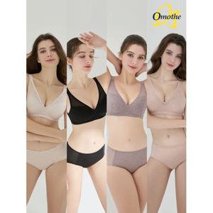 [오모떼] 올데이 에센셜 베이직 브라 팬티 8종 세트(오트밀+블랙+애쉬브라운+베이지)