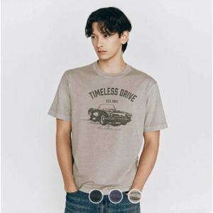 [지오다노]남성 가먼트다잉 프린트 라운드 반팔 면 티셔츠 095504