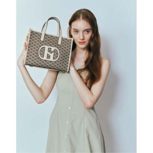 [헤지스ACC][H20] H 아이보리 레더 패치 시그니처 패턴 토트 겸 숄더백 M HIBA3E158IV
