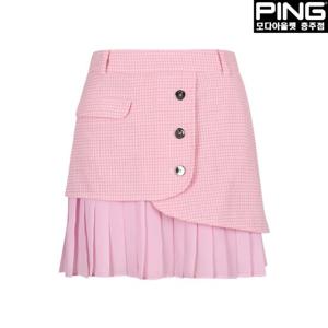 [핑]여성 랩 버튼 플리츠 큐롯 스커트 121D2PC782_PK_CJ