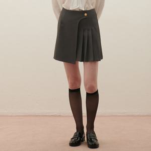 [SATIN] 언발 플리츠 미니 스커트 O253T361