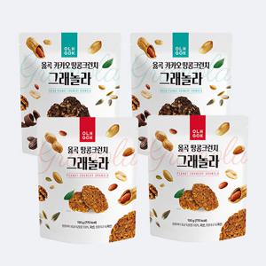 옳곡 그래놀라 2종 총4팩, 땅콩크런치 150g 2팩 카카오크런치 150g 2팩