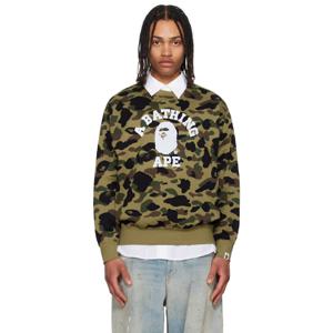 BAPE 스웨트셔츠 그린 퍼스트 카모 자카드 컬리지 스웨트셔츠 251546M204001