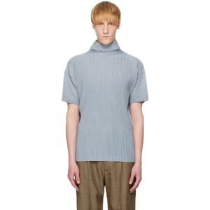 Homme Plisse Issey Miyake 티셔츠 블루 컬러 플리츠 티셔츠 251729M213013