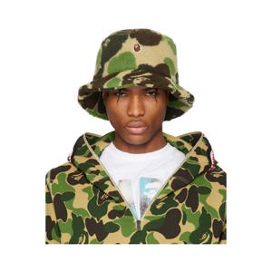 BAPE 버킷햇 그린 ABC 카모 보아 플리스 버킷햇 242546M140002