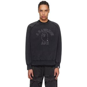 BAPE 스웨트셔츠 블랙 워싱 컬리지 패치 루즈 핏 스웨트셔츠 242546M204011