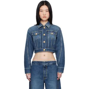 발망 청자켓 블루 크롭 페이딩 워싱 데님 재킷 251251F060000