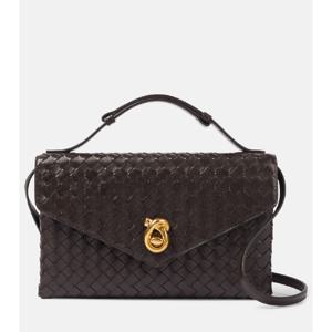 Bottega Veneta Knot Lock 인트레치아토 레더 크로스 백 P01031220