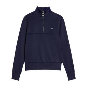 AMI Paris 스트라이프 쇼트 지퍼 풀오버 스웨트셔츠 HSW518JE0005