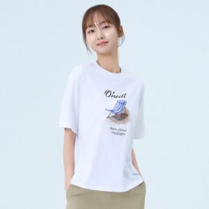[오닐] [모델착장] 25SS 여성 비치 체어 반팔 티셔츠 OWTRO6157-101