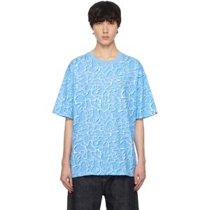 BAPE 티셔츠 블루 ABC 씨 서페이스 카모 루즈 핏 티셔츠 242546M213266