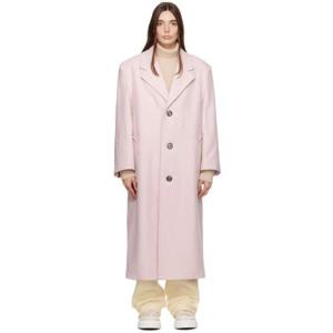 AMI Paris 코트 핑크 오버사이즈 코트 232482F059009