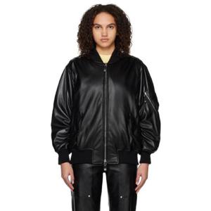 Stella McCartney 보머 블랙 얼터 매트 인조 가죽 보머 재킷 231471F058000