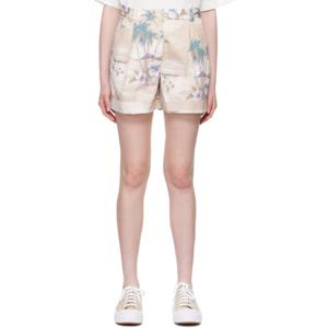 Maison Kitsune 반바지 베이지 플리츠 쇼츠 241389F088002