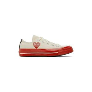 꼼데가르송 스니커즈 오프 화이트   레드 Converse 척 70 로우탑 스니커즈 221246M237005