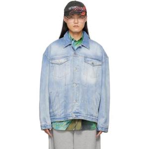 베트멍 청자켓 블루 코튼 데님 재킷 241669M177000