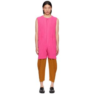 Homme Plisse Issey Miyake 반바지 핑크 컬러풀 플리츠 롬퍼 242729M193001
