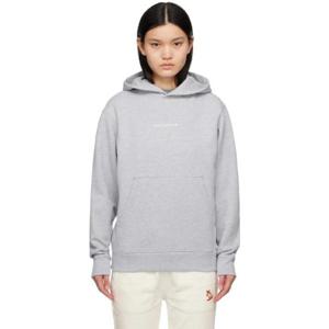 Maison Kitsune 후드 그레이 코드리스 자수 후디 231389F097017