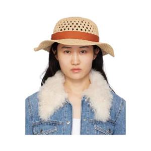 끌로에 버킷햇 베이지 크로셰 라피아 버킷햇 241338F015001