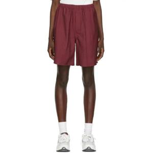 AMI Paris 반바지 SSENSE 익스클루시브 버건디 트윌 쇼츠 222482F088001