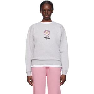 Maison Kitsune 맨투맨 그레이 플로팅 플라워 스웨트셔츠 241389F098004