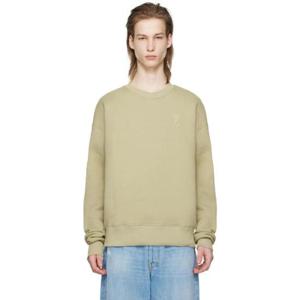 AMI Paris 스웨트셔츠 카키 아미 드 꾀흐 스웨트셔츠 241482M204006