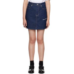 Maison Kitsune 미니스커트 인디고 블루 자수 미니 스커트 232389F090001