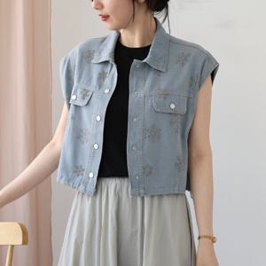 [웬디즈갤러리]큐빅 데님 조끼 자켓/데일리 휴가 RJK107