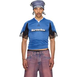 마틴로즈 티셔츠 SSENSE 익스클루시브 블루 레이스 트리밍 풋볼 저지 탑 252892M213002