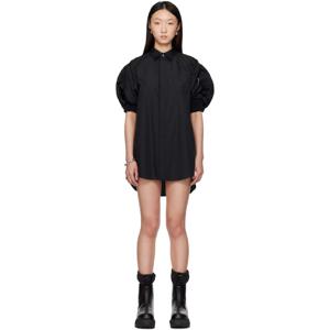 사카이 원피스 블랙 코튼 포플린   나일론 트윌 미니 드레스 252445F052001