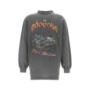 발렌시아가 긴팔 티셔츠 819022TRVQ7 1048 Grey