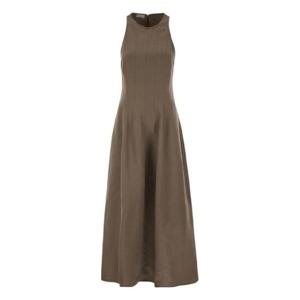BRUNELLO CUCINELLI 슬리브리스 비스코스 린넨 롱 원피스 1859901