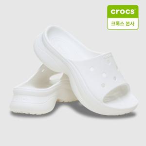 [크록스 본사] 크록스 베이 슬라이드 화이트 슬리퍼 (211108-100)