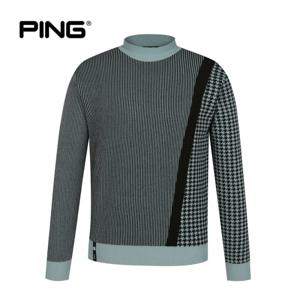 [핑](본사) [PING] 남성 패턴 배색 하이넥 긴팔 니트 111B3SR108