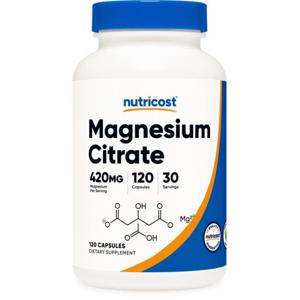 뉴트리코스트 마그네슘 시트레이트 보충제 420mg, 30회분 (120 베지테리언 캡슐)