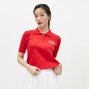 플라스틱아일랜드 (PR2KH361) [C]리본자수 볼륨소매 카라 니트