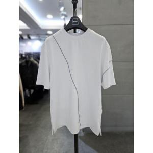 바쏘옴므 세이브존03 바쏘옴므 25 화이트 파이핑 디테일 오버핏 반팔 티셔츠 WSAGZ2KR30AWHA