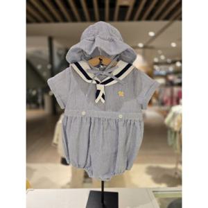 [블루독베이비] 25 SS(블루)마린 크루넥 바디수트 모자세트 4531360410  백일 돌 선물 간절기 나들이 여름