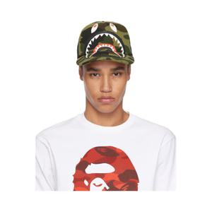 BAPE 볼캡 그린   블랙 퍼스트 카모 샤크 메시 볼캡 251546M139004