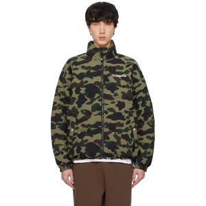 BAPE 패딩 카키 리버서블 퍼스트 카모 다운 재킷 242546M178009
