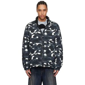 BAPE 패딩 블랙 리버서블 시티 카모 다운 재킷 242546M178010
