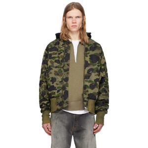BAPE 점퍼 그린 퍼스트 카모 MA 1 보머 재킷 242546M175000