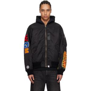 BAPE 점퍼 블랙 샤크 MA 1 보머 재킷 251546M175004