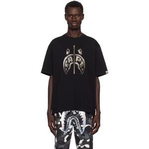 BAPE 티셔츠 블랙 매드 샤크 포토 프린트 루즈 핏 티셔츠 251546M213021