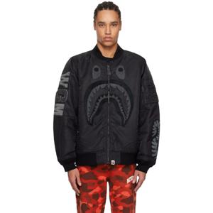 BAPE 점퍼 블랙 샤크 MA 1 보머 재킷 242546M175005