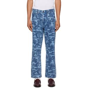 BAPE 청바지 블루 아시아 카모 데님 진 241546M186001