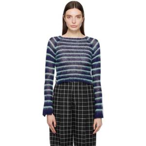 마르니 티셔츠 블루 스트라이프 스웨터 241379F096001