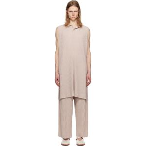 Homme Plisse Issey Miyake 폴로셔츠 베이지 먼슬리 컬러 페브러리 폴로 셔츠 251729M213034