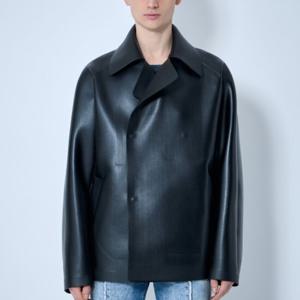25 FW 디젤 J Markus 더블 브레스트 테크 레더 자켓 블랙 A18002 0GSAJ 9XX