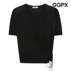 GGPX  컷팅넥 랩 반팔 니트 (GP7KP018F)